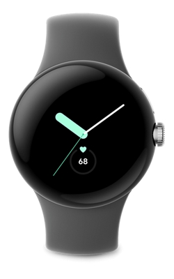 Google Pixel Watch Silver Stainless Steel Charcoal Active Band