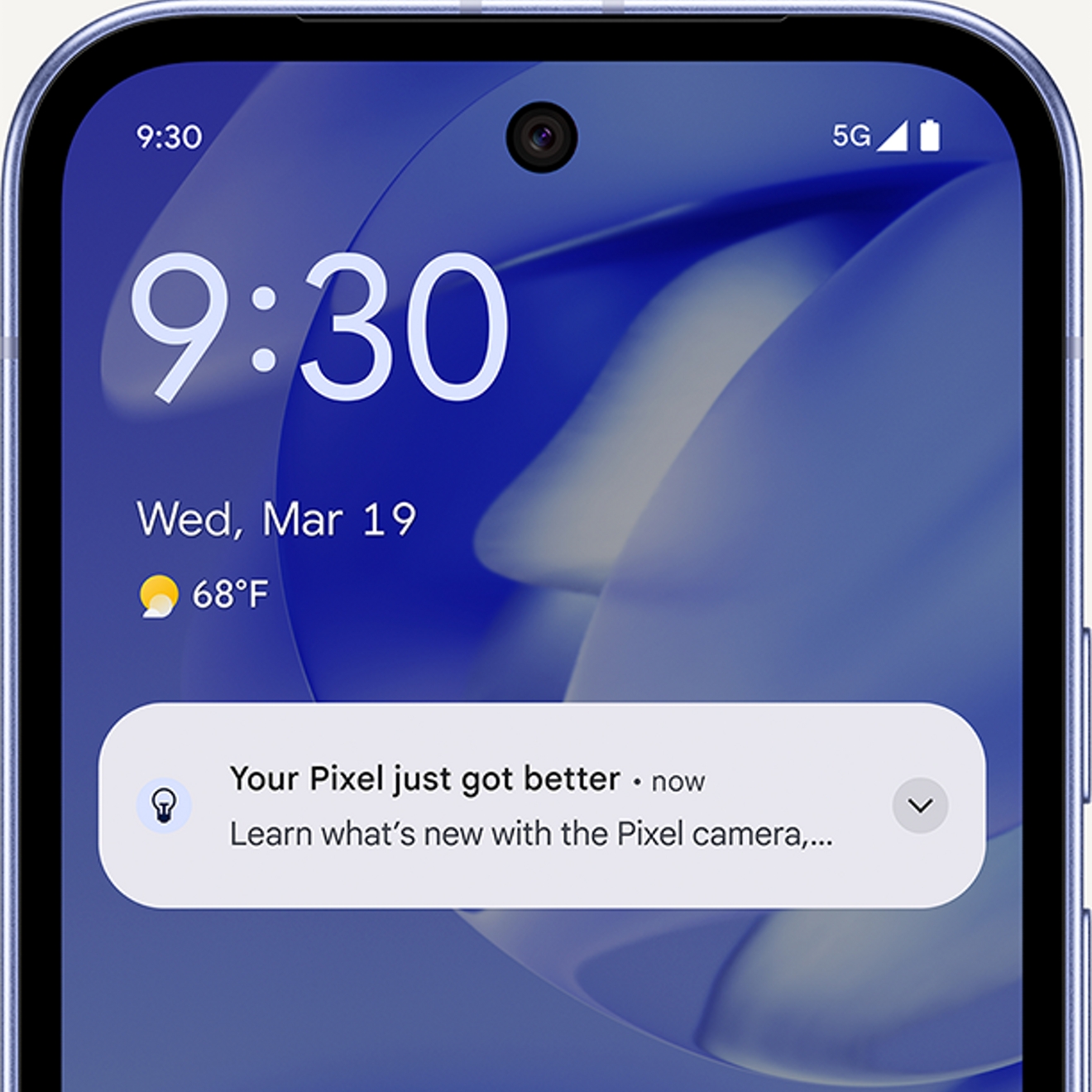 Screen of Google Pixel 9a showing a notification.
