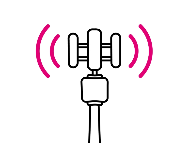 An icon showing a cell antenna transmitting radio signals. 