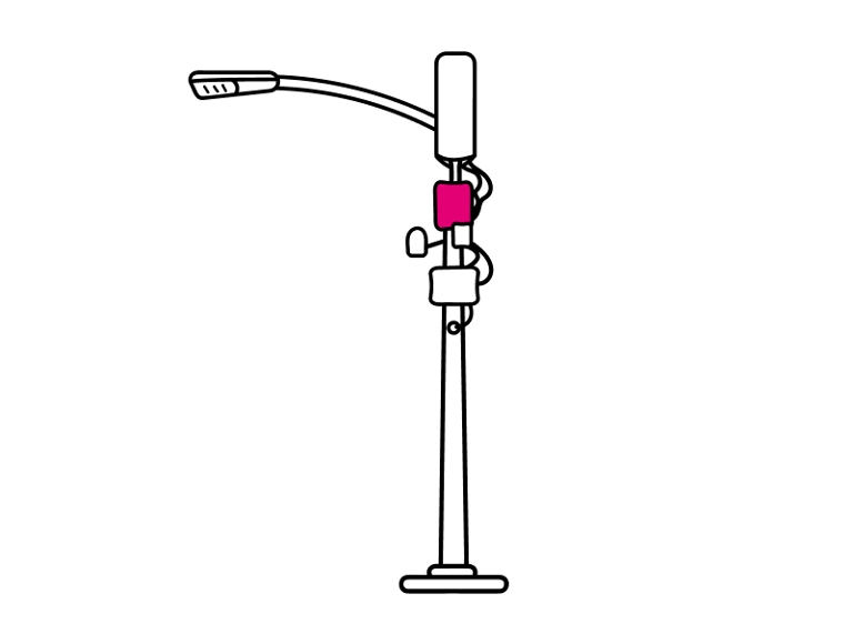An icon of a street lamp with small cell equipment attached. 