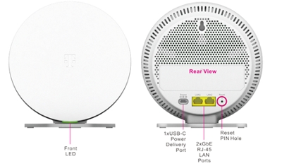 Internet Mesh Wi-Fi Extender v1 white front and back