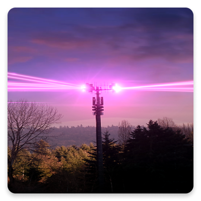 Cellular tower with light beams.