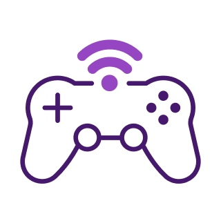 Icon of a video game controller transmitting a signal