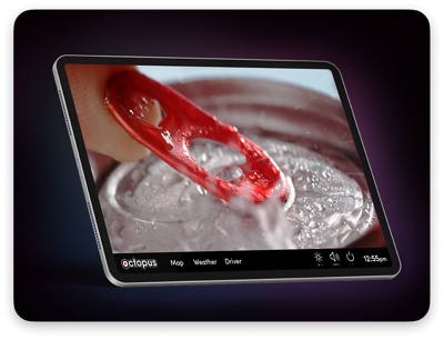 Rideshare tablet showing video of a canned beverage being opened