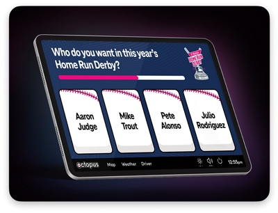 Rideshare tablet showing a poll