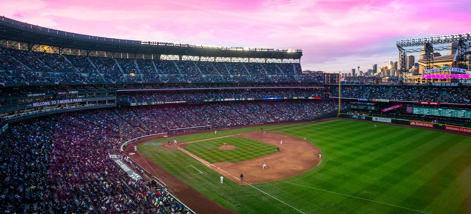 Aerial view of a ballpark. 