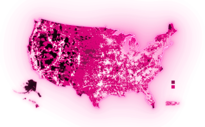 T-Mobile network coverage map.