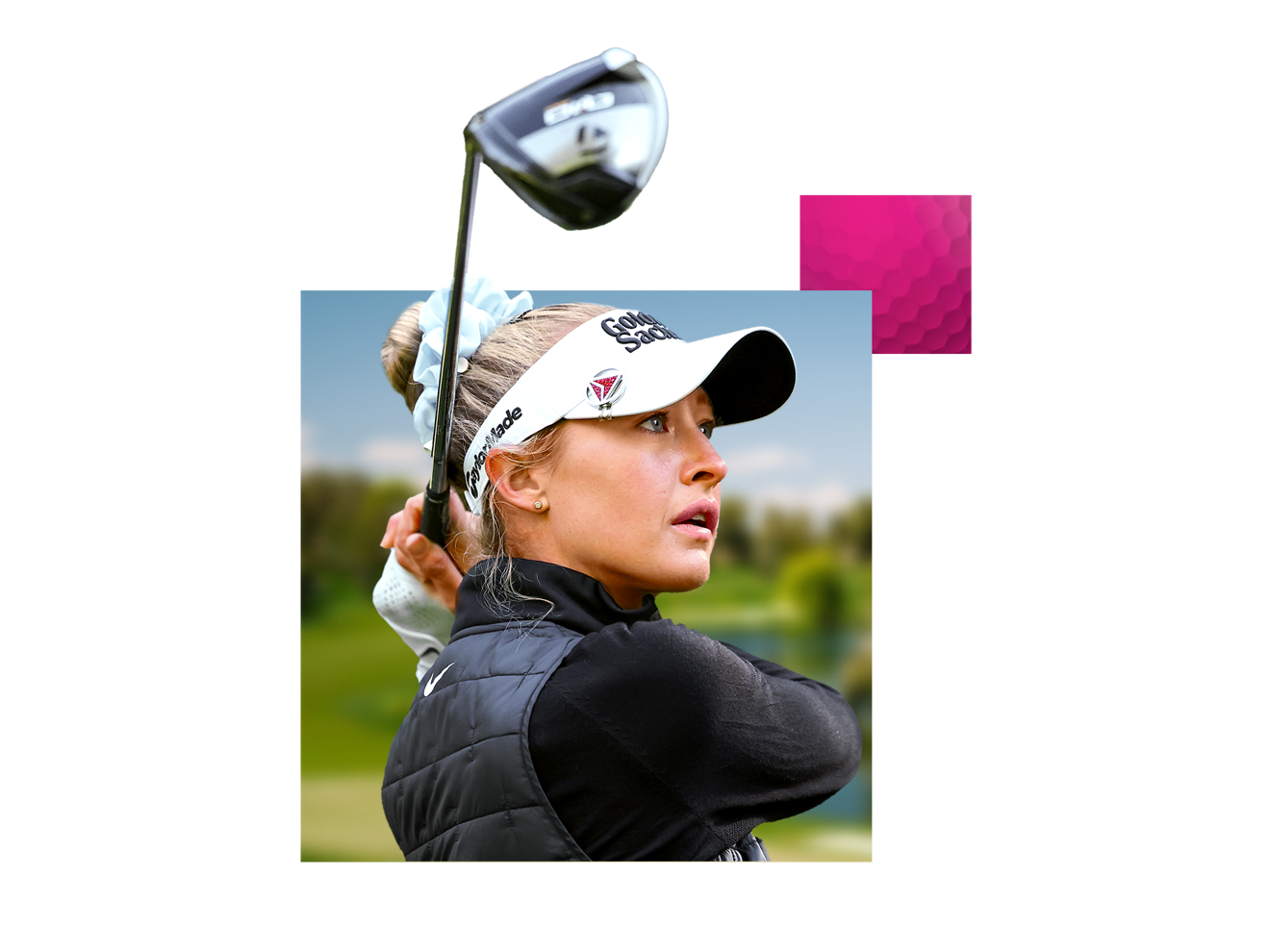 Nelly Korda swinging a golf club. 