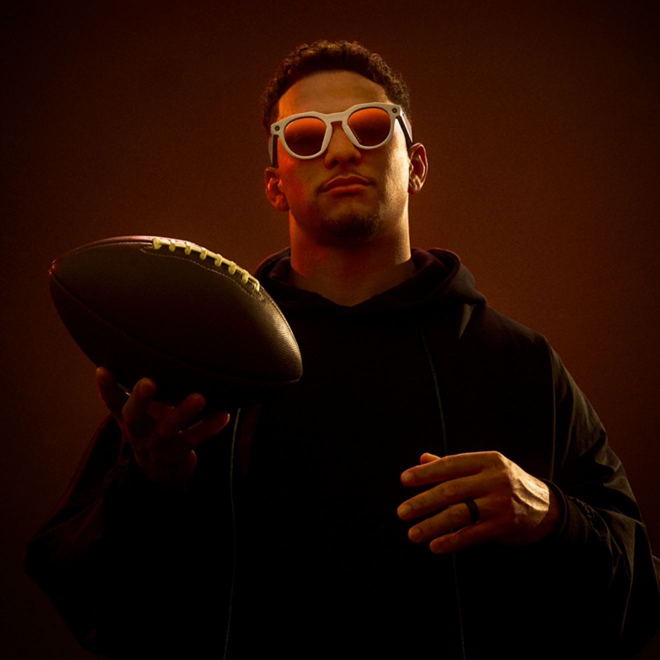 Man wearing Oakley Meta glasses