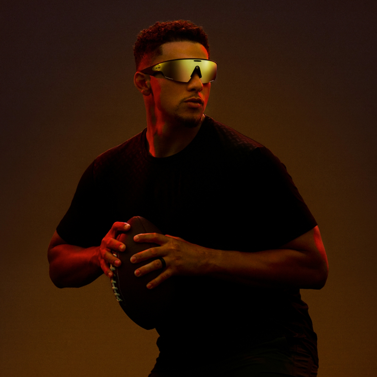 Man wearing Oakley Meta Vanguard glasses