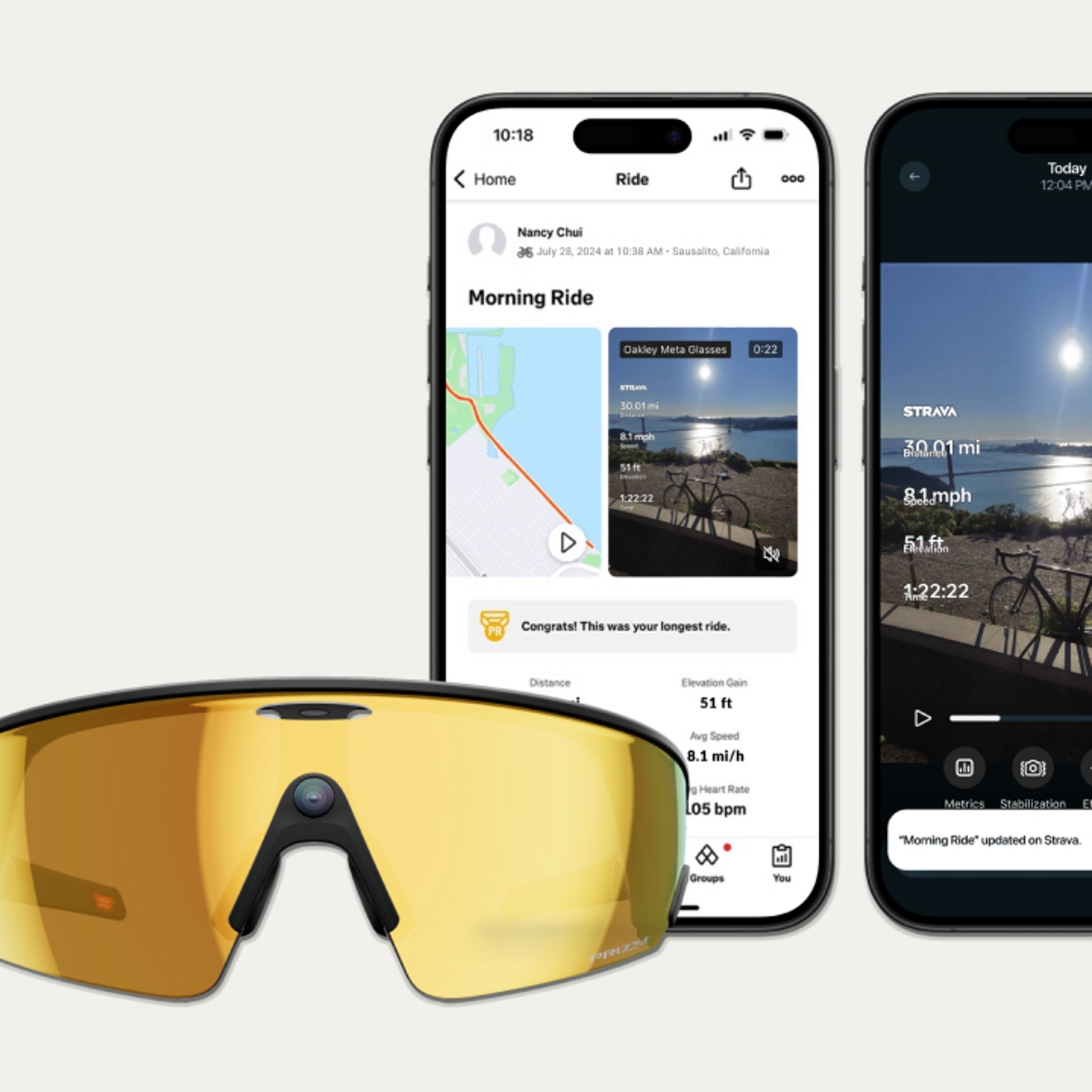 Oakley Meta Vanguard glasses next to smartphone device