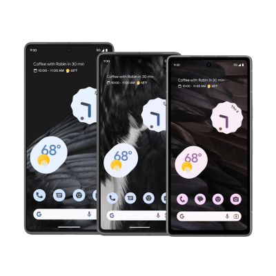 The Google Pixel 7 series in three different colors