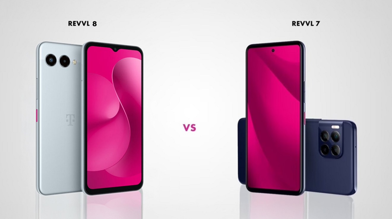 Front and back sides of the Revvl 8 and Revvl 7.