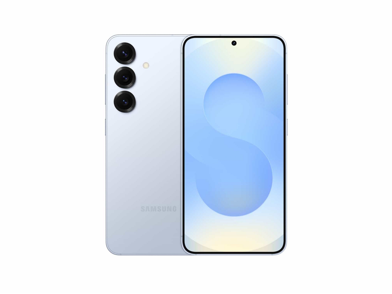 Two Samsung Galaxy S25 devices, shown front and back.