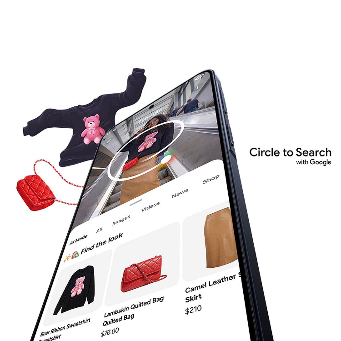 Galaxy A57 5G displaying Circle to Search functionality. 