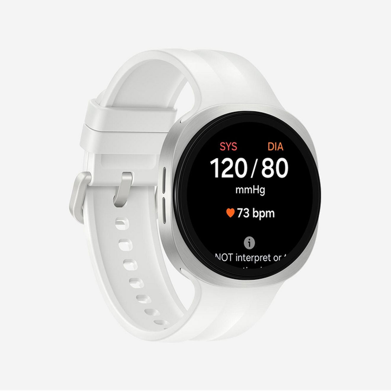 Galaxy Watch nine displays a blood pressure reading.