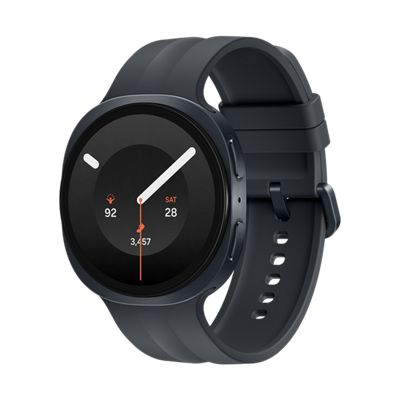 Front-left of the Samsung Galaxy Watch9 in Graphite.