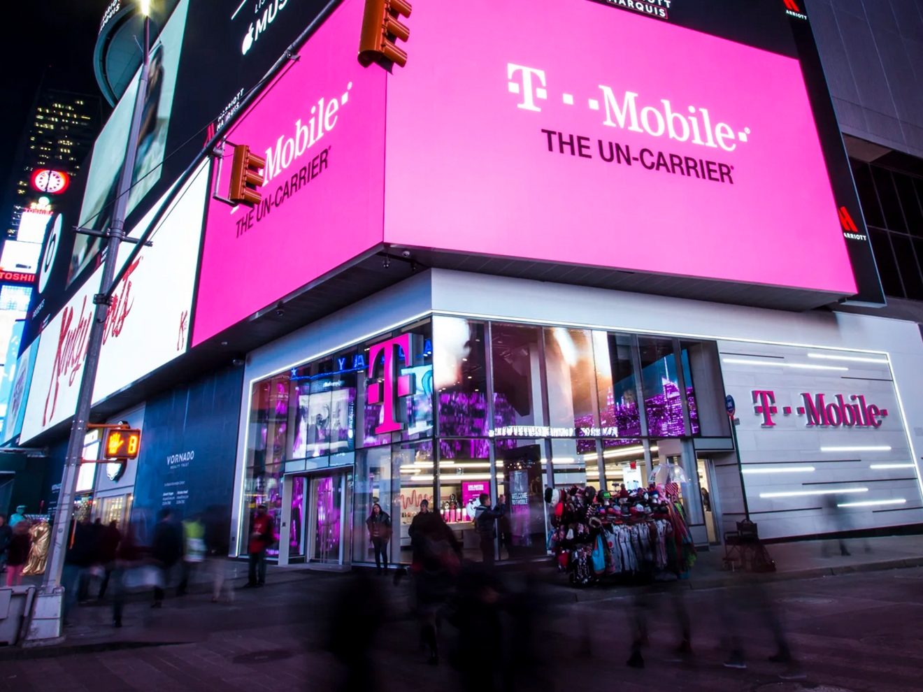  Times Square T-Mobile Signature Store exterior at night. 