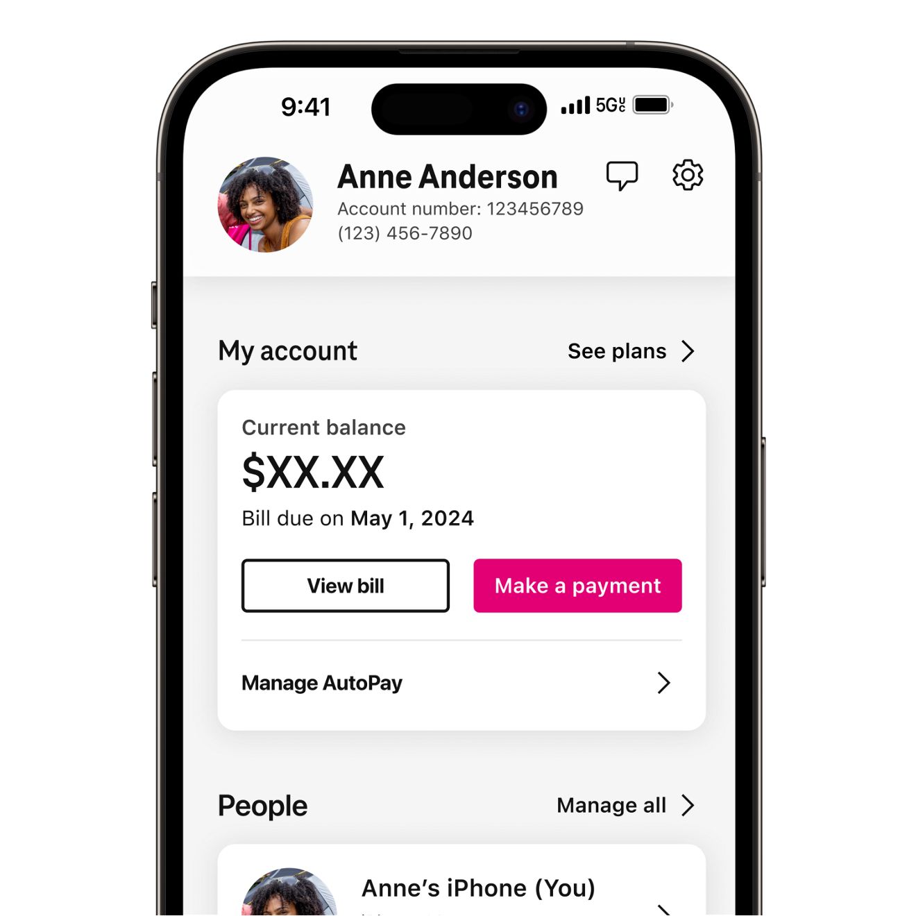 Screen capture of T-Life customer.