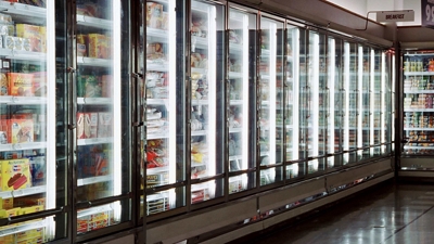 Food freezers and coolers in a gas station, monitored with connected IoT sensors.
