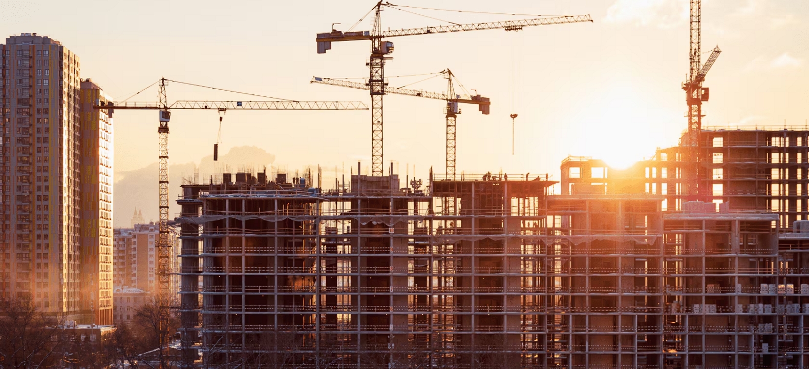 Several high rises under construction.
