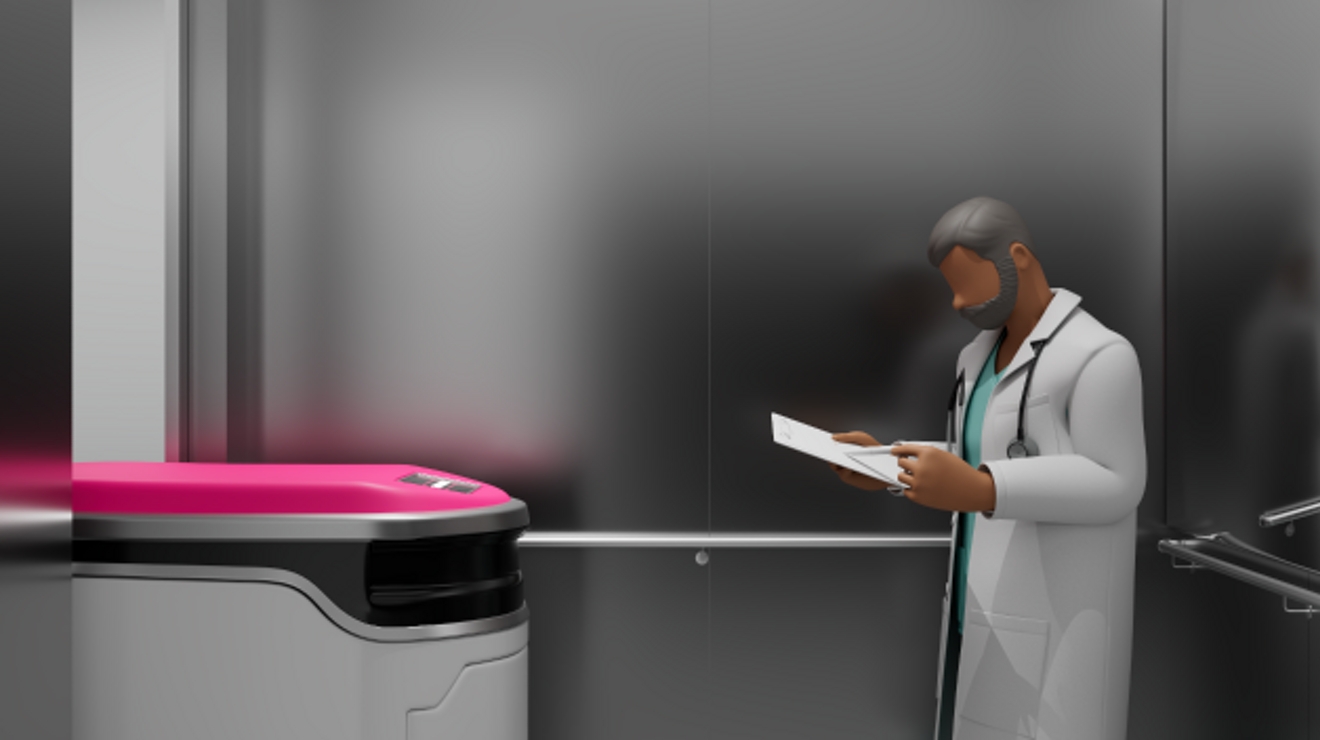 An engineer checks a robot.