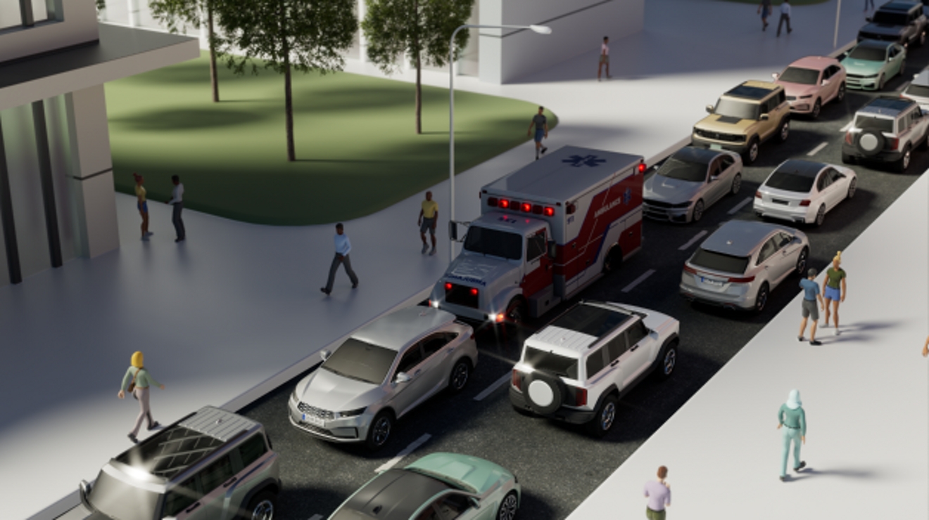 A street packed with vehicles.