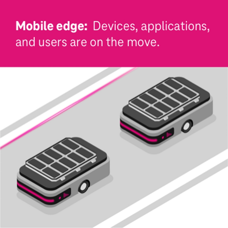 Illustration of automated guided vehicles rolling along on factory floor