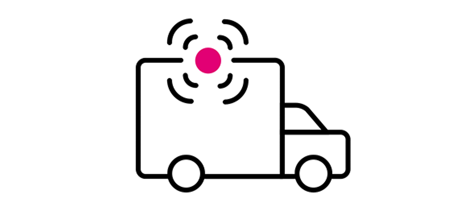 Icon of a truck with a red signal emitting from the top