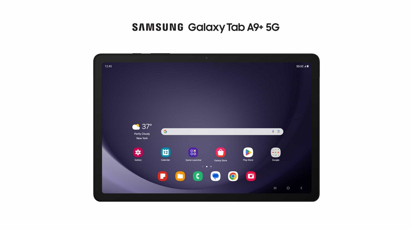 The front side of a Samsung Galaxy Tab A9+ 5G.