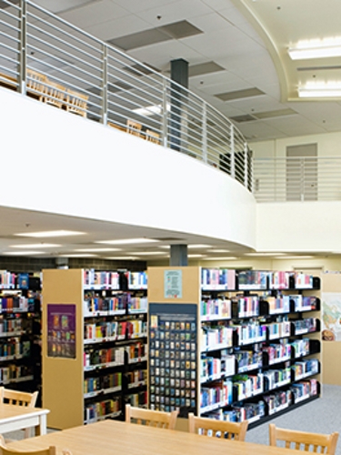 Interior image of a library.