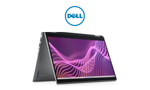 A Dell Latitude 5340 laptop and the Dell logo.