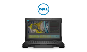 A Dell Rugged 5430 laptop and the Dell logo.