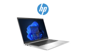 An HP EliteBook 840 G9 laptop and the HP logo.