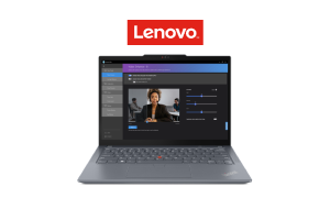 A Lenovo ThinkPad X13 Gen 4 laptop and the Lenovo logo.