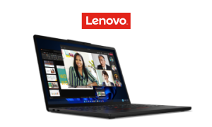 A Lenovo ThinkPad X13s Gen 1 laptop and the Lenovo logo.