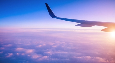 Wings of an airplane in the sky