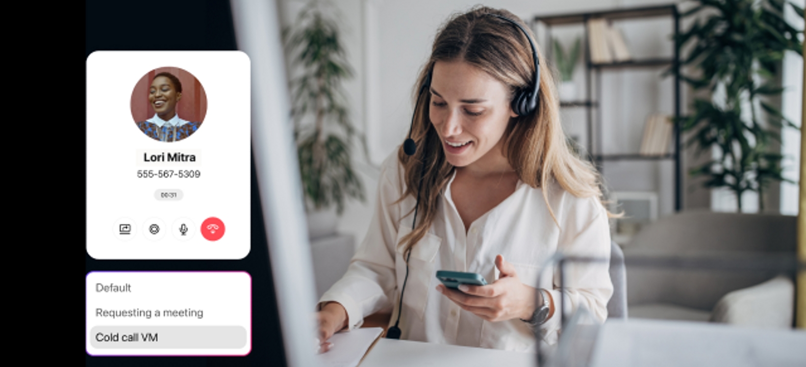 A sales professional uses Dialpad’s Ai Sales Center.