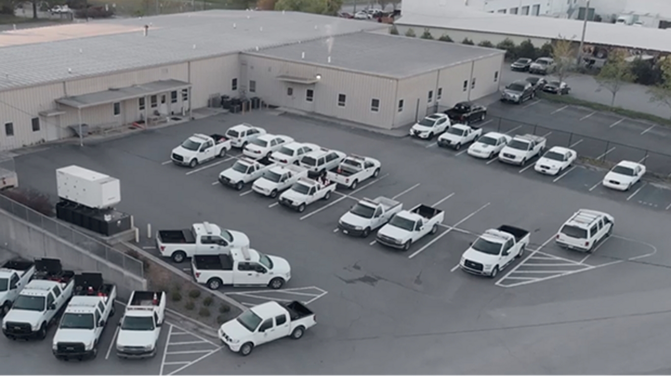 An aerial view of a small part of the Cobb County vehicle fleet.