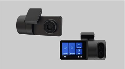 Front and back views of the Surfsight Dash Cam for Geotab.