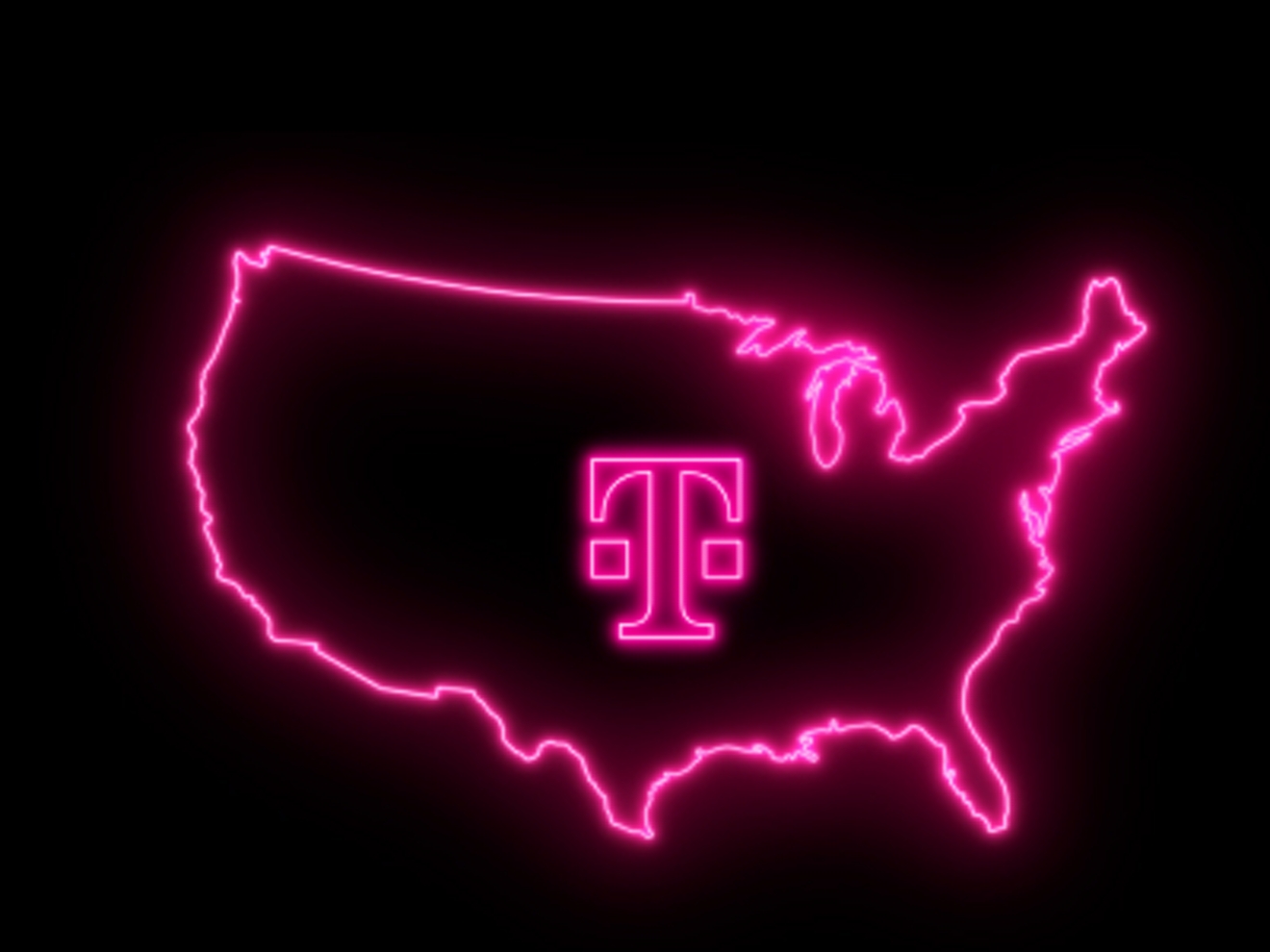 A magenta outline of the continental United States and the T-Mobile logo.