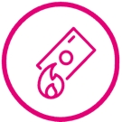 Illustration of red circle with a flame and rectangular box in the center