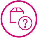 Illustration of red circle with a box and question mark in the center