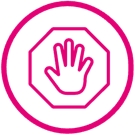 Illustration of red circle with a stop sign with a hand in the center