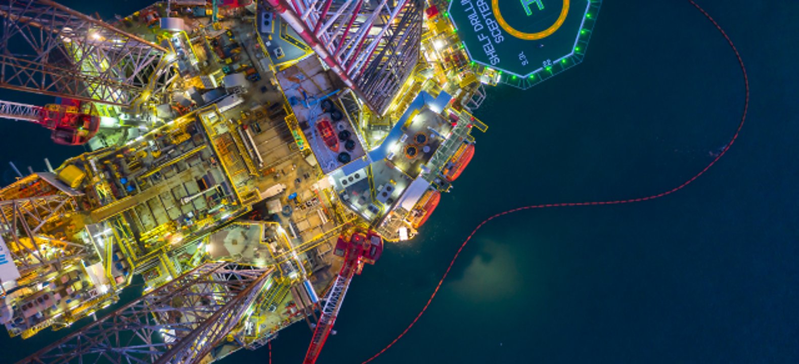 ariel view of oil rig