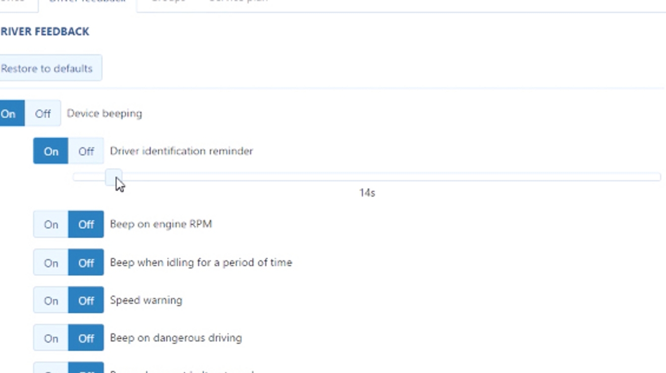Set up vehicle-based driver feedback