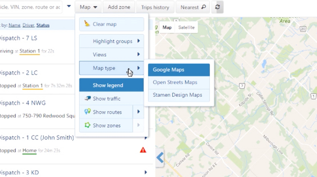 View additional map options
