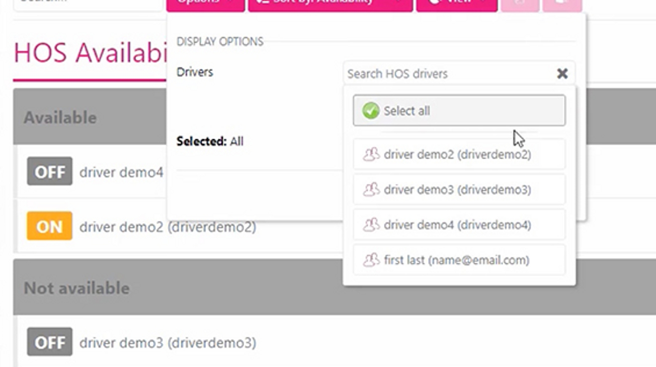Launch video player: View HOS availability reports