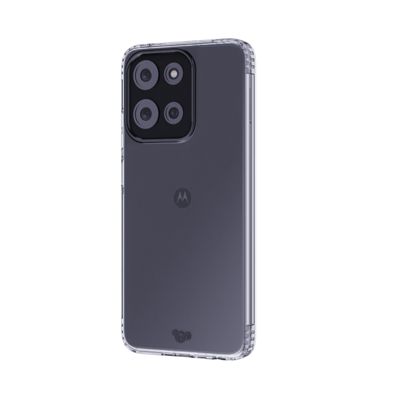 A Motorola moto g smartphone pair, highlighting the display on one device and the rear camera design on the other.
