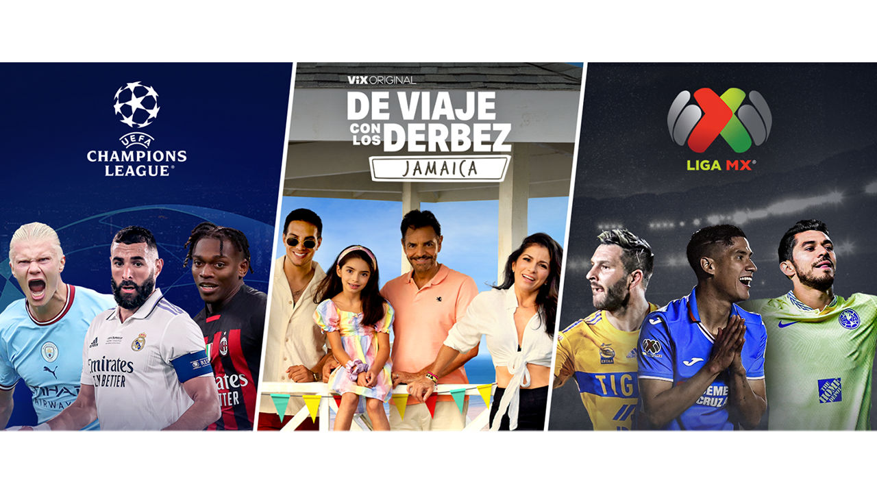 Champions League, De via Je con los Derbez, and Liga MX on ViX Premium.